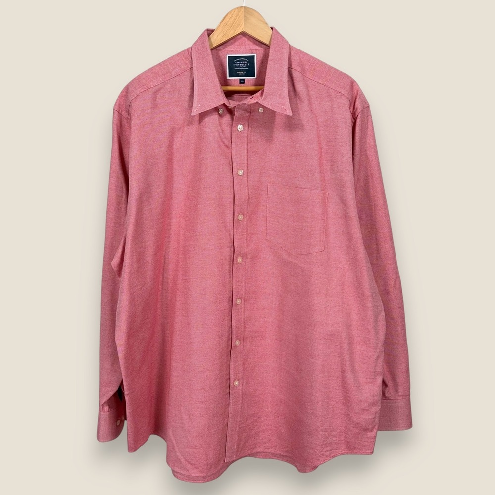 Charles Tyrwhitt Button Down Mens XXL Pink Classic Fit Non-Iron Cotton Shirt